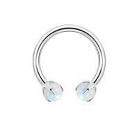 Gualiy Aro de nariz de calibre 16, anillo de nariz de titanio plateado con ópalo y ágata, piercing para el cuerpo, anillos de labios, aretes de cartílago de hélice, 1.2x6mmx5mm, Titanio, Ópalo