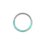 Gualiy Aro de nariz de titanio, 16 g, aro de nariz de plata con ópalo para cartílago, fosa nasal, labio, tragus, hélice, piercing, 1.2x12mm, Titanio, Ópalo