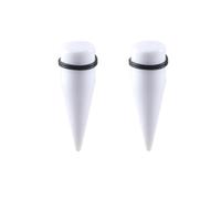 Gualiy Juego de 2 pendientes acrílicos, túneles de carne, forma de cilindro, túneles de oreja de 10 a 20 mm, para mujeres y hombres, color blanco, 18mm, Acrílico, Sin piedra preciosa