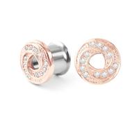 Gualiy Juego de 2 pendientes de acero inoxidable, túneles de carne con circonita cúbica de 6 a 10 mm, para mujeres y hombres, color plateado, 10mm, Acero inoxidable, Sin piedra preciosa