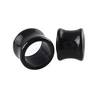 Gualiy Kit de 2 medidores de oído de acrílico, tapones de calibre de oído para hombres, calibradores de aro negro para túneles de orejas, Acrílico, Sin gemas.