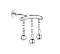 Gualiy Piercing de nariz de titanio de 16 g y 18 g, plata con bola redonda, piercing para cartílago, hélice, tragus, para mujeres y hombres, 1.0x8mmxM0.9, Titanio, Sin piedra preciosa