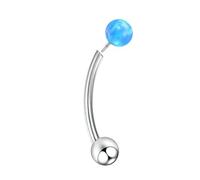 Gualiy Piercing de nariz de titanio, de plata de 16 g, con ópalo redondo de 3/4 mm, para labio, hélice, tragus, cartílago, para mujeres y hombres, 1.2x8mm, Titanio, Ópalo