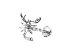 Gualiy Piercing de nariz de titanio, plata con forma de escorpión, hélice, tragus, labio, piercing para labio, joyería, 1.0x6mmxM0.9, Titanio, Sin piedra preciosa