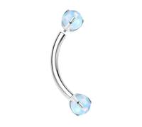 Gualiy Piercing de nariz de titanio, plata de 16 g, con ópalo de ágata, piercing para fosa nasal, joyería para tragus, cartílago, 1.2x6mmx4mm, Titanio, Ópalo