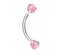 Gualiy Piercing de nariz de titanio, plata de 16 g, con ópalo de ágata, piercing para fosa nasal, joyería para tragus, cartílago, 1.2x8mmx3mm, Titanio, Ópalo