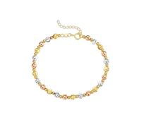Gualiy Pulsera de oro de 14 quilates para mujer, oro amarillo de 4 mm, pulseras de cadena de cuentas para mujer, joyería de 16 a 20 cm, 17+5CM, Oro amarillo de 18 quilates, No es una piedra preciosa