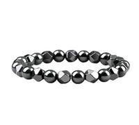 Gualiy Pulsera de perlas para mujer, 4/6/8 mm, piedra pulida, piedra volcánica, hematita, pulsera para hombre, 19 cm, Piedra, Sin gemas