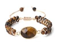 Gualiy Pulsera de perlas para mujer, 4 mm, ojo de tigre, pulsera con encanto para hombre, 17-28 cm, Piedra, Sin gemas