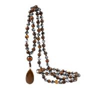 Gualiy Pulsera de yoga para hombre, 6 mm, ojo de tigre, con colgante de lágrima para mujer, Piedra, No es una piedra preciosa