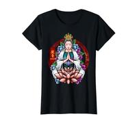 Guan Yin Diosa Budista Mitología China Deidad Espiritual Camiseta gráfica económica, Mujer, Negro, XS