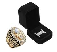 guancrown Anillo de trofeo de campeonato de fútbol de fantasía 2023 con caja, premio chapado en oro para el ganador de la Fantasy Football League, size 11, Zinc, Diamante blanco