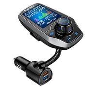Guanda Transmisor FM Bluetooth para Auto con 1,8'' Pantalla a Color, Manos Libres Adaptador Bluetooth Reproductor 4 en 1 de MP3, Entrada/Salida AUX 2 Puertos USB, Soporte SD/TF U Disk