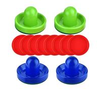 Guangcailun 4 empujadores de Hockey de Aire y 8 Discos 2.5 Pulgadas para mesas Juegos Familiares, Color Negro. , Azul y Verde , 96 x 60 mm