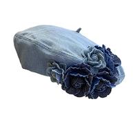 Guangcailun Boina elegante para mujer, gorro vaquero informal, regalo para novia, cálidos días de primavera y verano, adecuado para la mayoría de las mujeres, Color de mezclilla claro, 56cm a 59cm