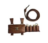 Guangcailun Bolsa de cinturón Medieval, Hecha a Mano, de Cuero sintético, para Halloween y Festivales, Soporte para teléfono móvil, Disfraz de Cosplay para Larp, marrón, Total 17.5x9cm