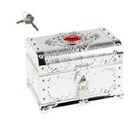 Guangcailun Caja de almacenamiento de colección cajas del tesoro pirata para niños caja almacenamiento cofre pirata antiguo lver , plata , 14 x 11 x 10.5 cm