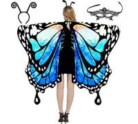 Guangcailun Disfraz de alas de mariposa para juegos de rol, accesorios festivos, poliéster, Halloween, color degradado, chal, decoración para danza del vientre, tipo+2, 【168X135cm】