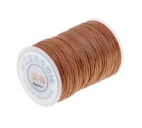 Guangcailun Hilo de cera plano para trabajos manuales, hilo de cera resistente para coser, apto para acolchado y manualidades, 150 D, poliéster encerado trenzado, Marrón claro