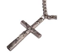 Guangcailun Inspirador collar con llavero de tambor cruzado, el crucifijo de Jesús hace que la música sea más significativa con simbolismo espiritual