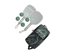 Guangcailun Juego de 2 Palas de Pickleball de fácil,Verde,41.5 x 20.5 cm | Divertidas actividades de juego para toda la familia. de 4 raquetas de pickleball.