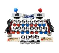 Guangcailun Kit de botones y joystick arcade para 2 jugadores, botón galvanizado de 5 pines para máquina juegos DIY, juegos arcade para 2 jugadores, Linux DIY