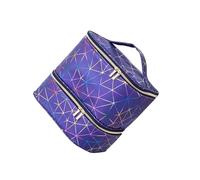 Guangcailun Organizador de esmaltes de uñas con Gran Capacidad, Bolsillo con Cremallera y asa para Accesorios manicura, Azul Profundo, 26x20x22cm