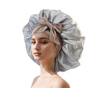 Guangcailun Sombrero de Pelo de satén Sedoso para Todos los Peinados, paño Elegante y Protegido para el Cabello, Sombrero de ala Ancha para el Cabello, pañuelo para la Cabeza, Plateado