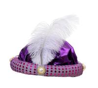 Guangcailun Sombrero de sultán, sombrero de príncipe árabe, turbante indio, accesorio distintivo que realza el disfraz en Halloween y celebraciones, pañuelos para la cabeza, púrpura