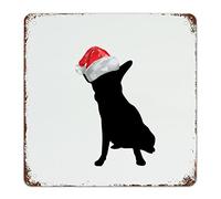 Guangpat Letrero de metal retro con diseño de perro pastor belga, silueta de perro de Navidad, letrero de metal de aluminio, arte rústico de Navidad, decoración del hogar para dormitorio, sala de