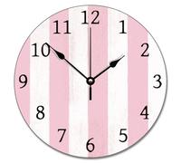 Guangpat She Shed - Reloj de pared rosa y blanco, reloj de pared grande, funciona con pilas, 10 pulgadas, silencioso, decoración del hogar, decoración de pared para sala de estar, cocina, dormitorio