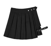 Guangzhou Mujeres Harajuku Irregular Mini Falda Plisada Skater Recorte asimétrico Falda Clubwear Negro