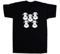 GUANJIE Flock of Sheep T-Shirt Casual Graphic Short Sleeve Tops Black S