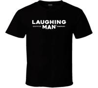 GUANJIE Hugh Jackman Laughing Man Coffee Addict Drinker Gift Logo T Shirt Black L