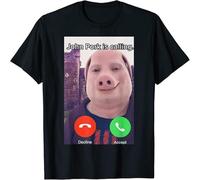 GUANJIE John Pork is Calling Funny Answer Call Phone T-Shirt Black L