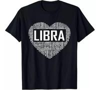 GUANJIE Limited Libra Zodiac Traits Horoscope Astrology Sign Gift Heart T-Shirt Black M