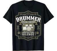 GUANJIE Limited Vintage Drummer Drumming Drums Kit Percussion T-Shirt Black XL
