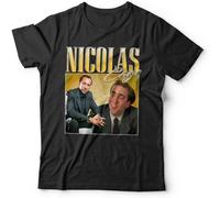 GUANJIE Nicolas Cage Appreciation Tshirt Unisex Homage Throwback Stag Hen Do Funny Black XXL