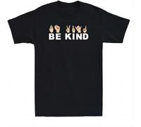 GUANJIE Teachers T-Shirt Language Men's Slim Hand Interpreter Sign Kind Be ASL Melanin Black S
