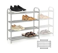 GUANJUNE Organizador de Zapatero Extensible de 4 Niveles,El Estante de Metal Resistente se Organiza con Capacidad Para 20 Pares de Zapatos,Rack de Ahorro de Espacio Para Armario