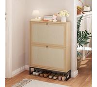 GuannCraft Zapatero de madera de dos puertas, almacenamiento para entrada, armario de zapatos de madera maciza para pasillo, apartamento (una sola capa, protocolo)