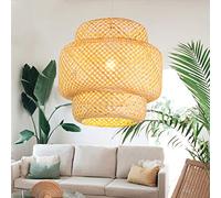 GUANSHAN Lámpara colgante de bambú tejida a mano retráctil Lámpara de techo de lámpara de techo de lámpara de bambú natural Lámpara de techo de estilo rural para comedor, salón de té, sala de estar