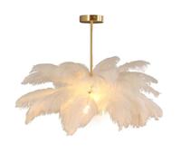 GUANSHAN Lámpara colgante de plumas de avestruz blanca, lámpara de techo de plumas, lámpara colgante de plumas, lámpara de techo, accesorio de iluminación de techo para dormitorio, sala de estar