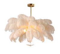 GUANSHAN Lámpara colgante de plumas de avestruz blanca, lámpara de techo de plumas, lámpara colgante de plumas, lámpara de techo, accesorio de iluminación de techo para dormitorio, sala de estar