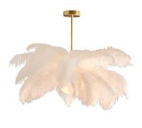 GUANSHAN Lámpara colgante de plumas de avestruz blanca, lámpara de techo de plumas, lámpara colgante de plumas, lámpara de techo, accesorio de iluminación de techo para dormitorio, sala de estar