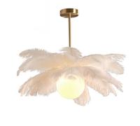 GUANSHAN Lámpara colgante de plumas de avestruz blanca, lámpara de techo de plumas, lámpara colgante de plumas, lámpara de techo, accesorio de iluminación de techo para dormitorio, sala de estar