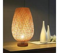 GUANSHAN Lámpara De Mesa Tejida De Bambú Estilo Zen Pantalla De Bambú Luz De Mesa Iluminación De Mesa Decorativa Luz Nocturna Luz De Ambiente Para Dormitorio, Sala De Estar