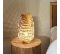 GUANSHAN Lámpara de mesa tejida de bambú Pantalla de bambú Iluminación de mesa de estilo Zen Iluminación de mesa decorativa Luz de noche para dormitorio y sala de estar