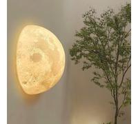 GUANSHAN Lámpara de pared 3D de simulación de luna, lámpara de pared, decorativa, creativa, fondo, decoración de pared, para pasillo, avenida, escalera, mesita de noche
