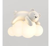 GUANSHAN Lámpara de pared con nube de oso durmiente Lámpara de pared con nube de dibujos animados Lámpara de pared decorativa Lámpara de pared para habitación de niños para dormitorio, pasillo